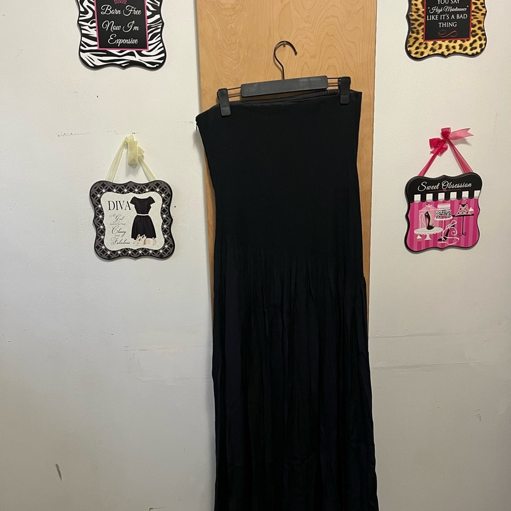 Calvin Klein Collection Black Pleated Lined Silk Strapless Dress - Picture 2 of 5